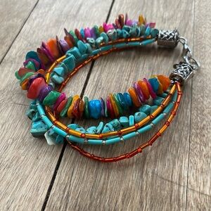 Colorful Beaded Bracelet with Turquoise Accents